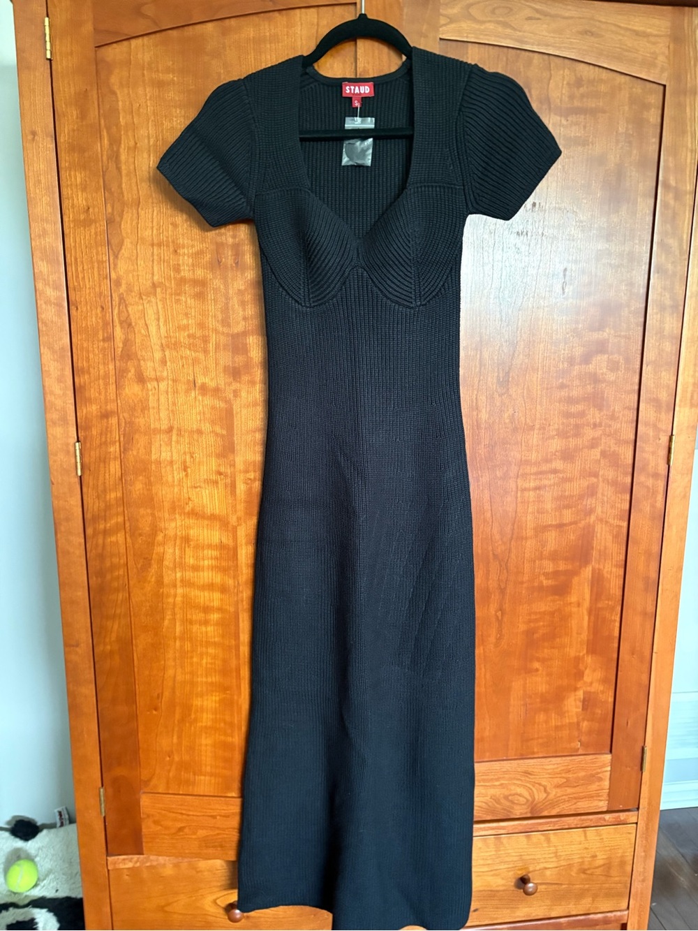 STAUD Black Knit Maxi Dress